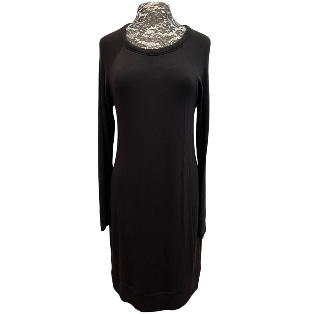 Lou & Grey Signature Black Dress Size M Casual Lagenlook Minimalist Neutral Chic
